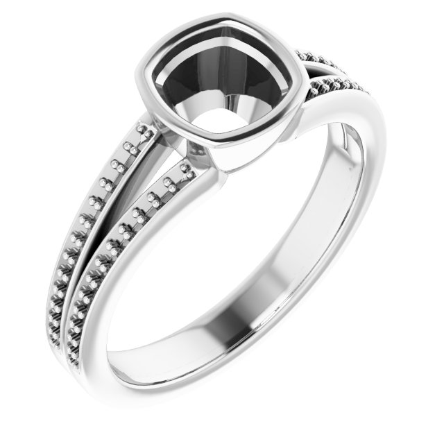 Bezel-Set Accented Split Shank Ring