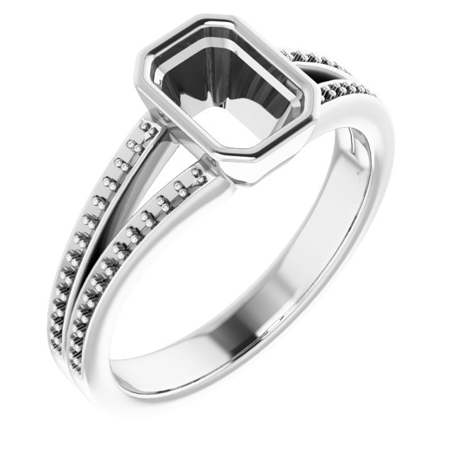 Bezel-Set Accented Split Shank Ring