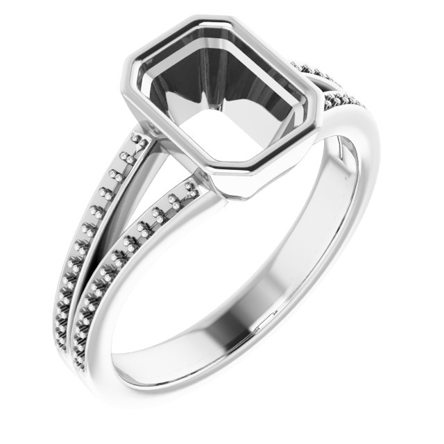 Bezel-Set Accented Split Shank Ring