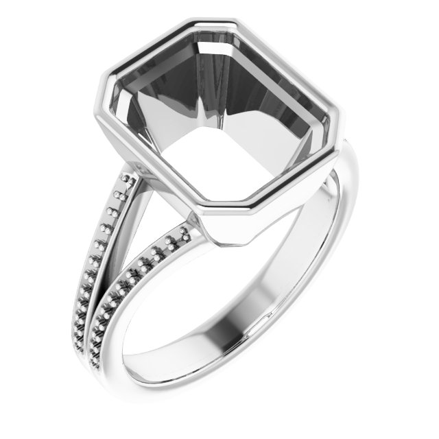 Bezel-Set Accented Split Shank Ring