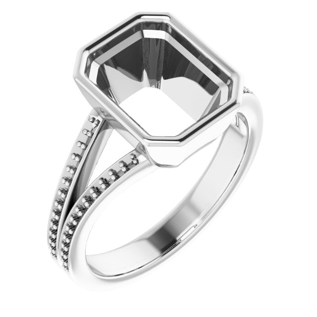Bezel-Set Accented Split Shank Ring