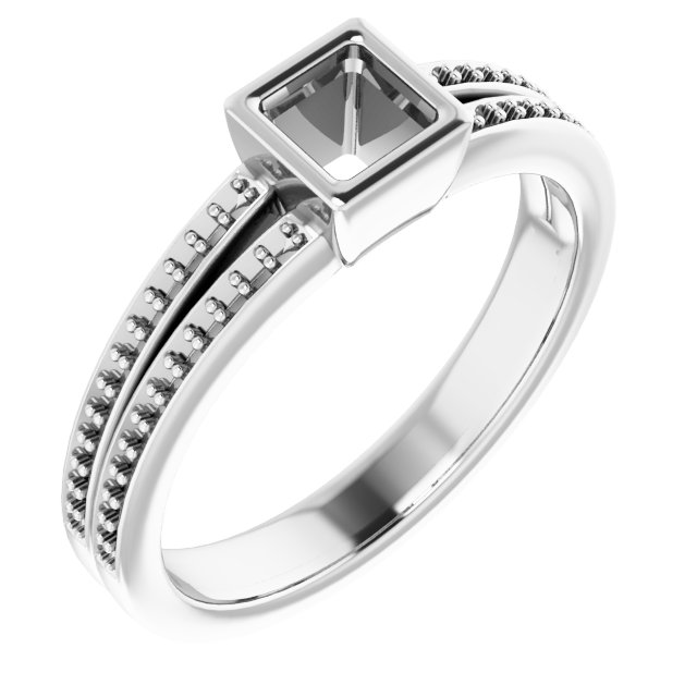 Bezel-Set Accented Split Shank Ring