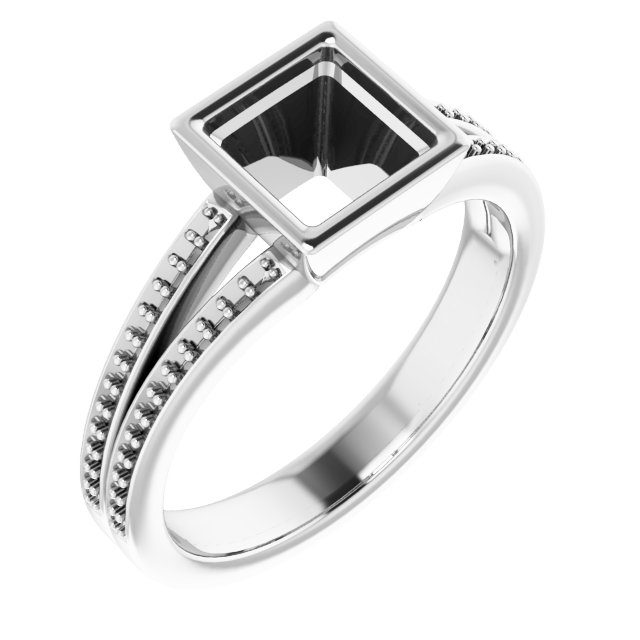 Bezel-Set Accented Split Shank Ring