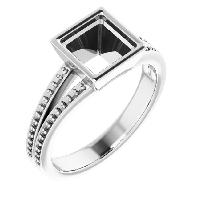 Bezel-Set Accented Split Shank Ring