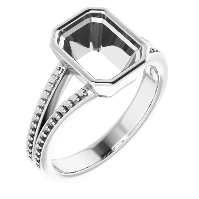 Bezel-Set Accented Split Shank Ring