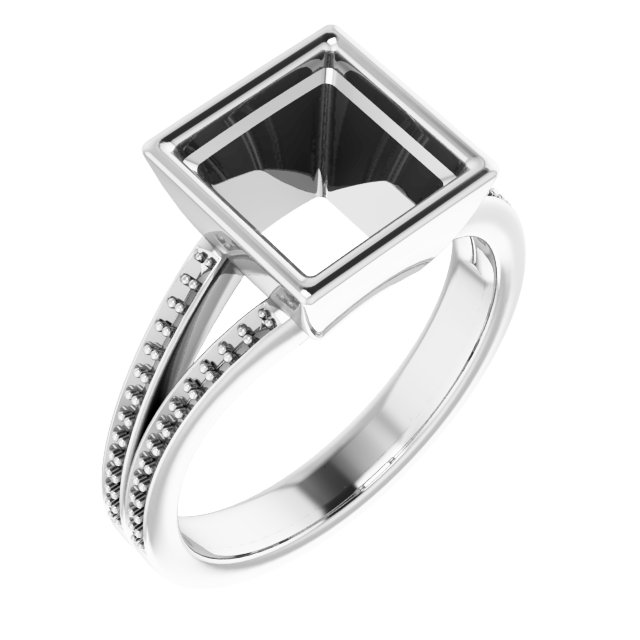 Bezel-Set Accented Split Shank Ring