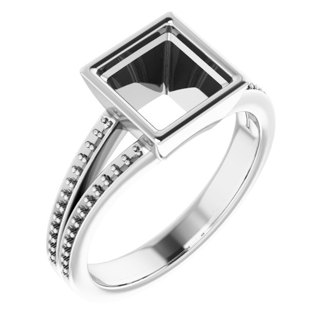 Bezel-Set Accented Split Shank Ring