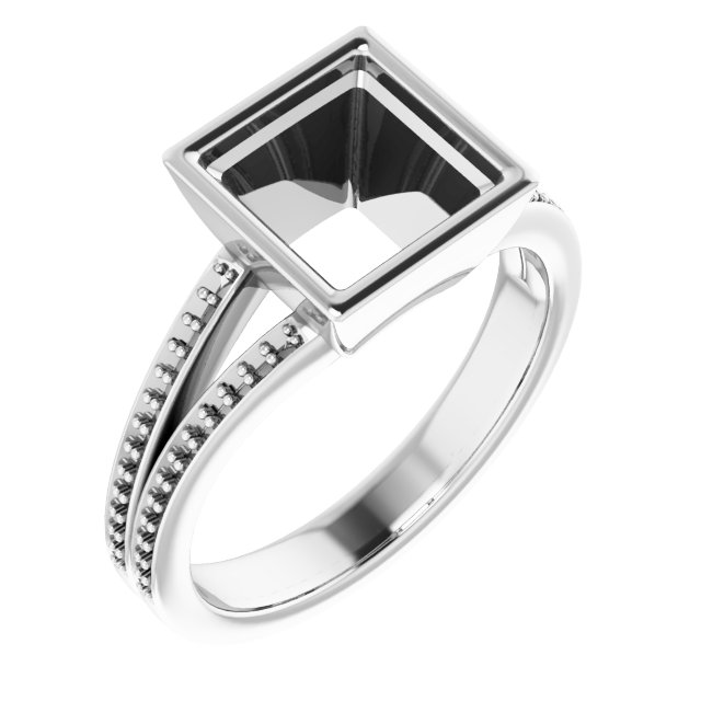 Bezel-Set Accented Split Shank Ring