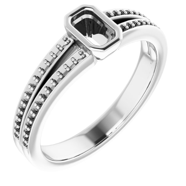 Bezel-Set Accented Split Shank Ring