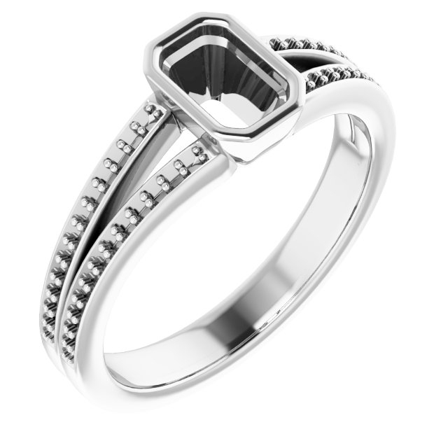 Bezel-Set Accented Split Shank Ring