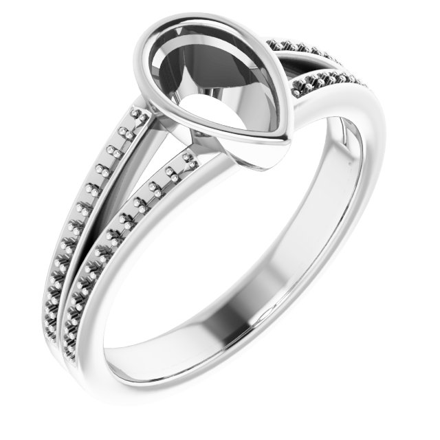 Bezel-Set Accented Split Shank Ring