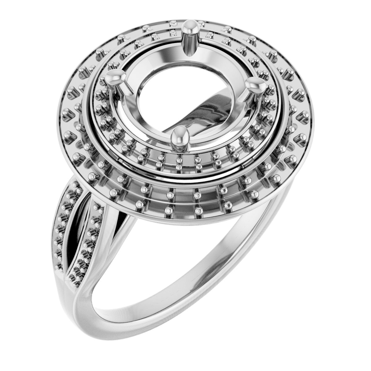 Double Halo-Style Engagement Ring