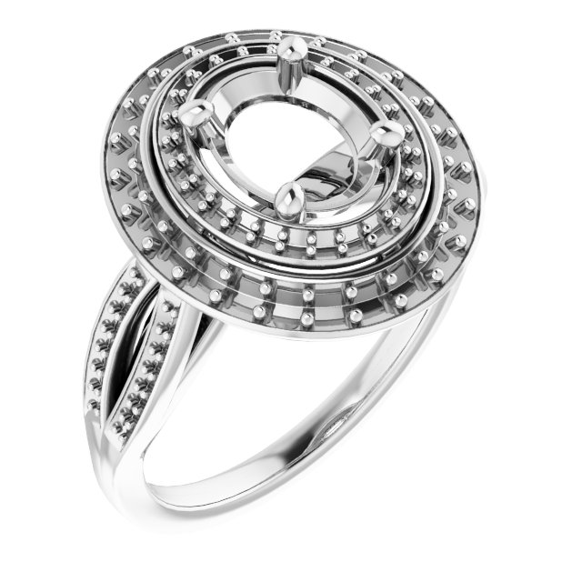 Double Halo-Style Engagement Ring