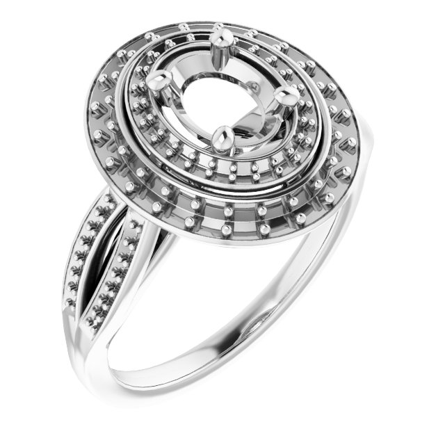 Double Halo-Style Engagement Ring