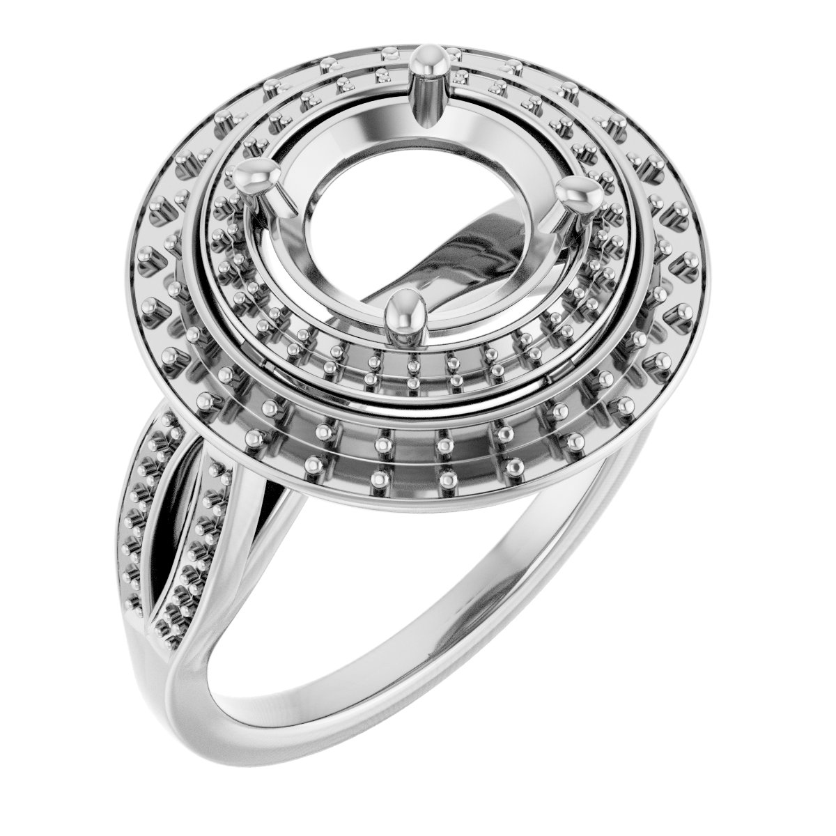 Double Halo-Style Engagement Ring