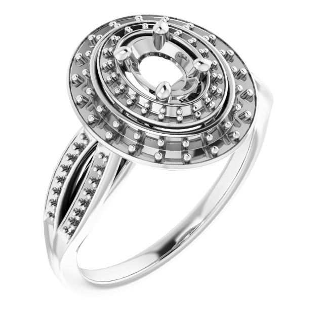 Double Halo-Style Engagement Ring