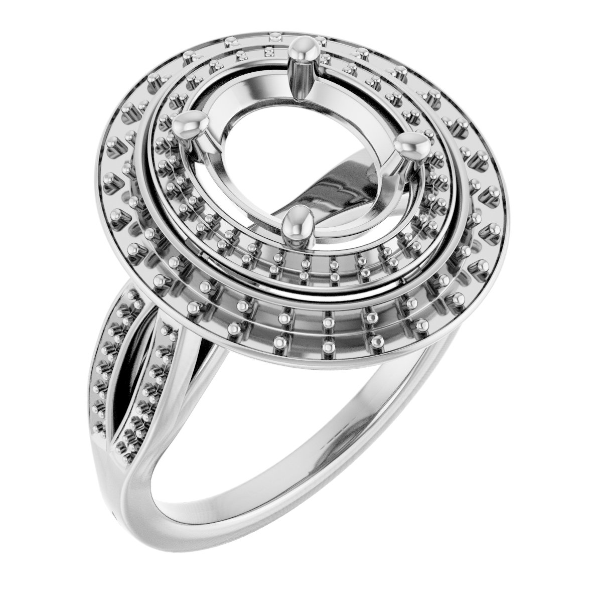 Double Halo-Style Engagement Ring
