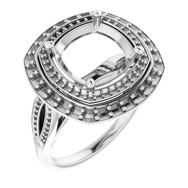 Double Halo-Style Engagement Ring