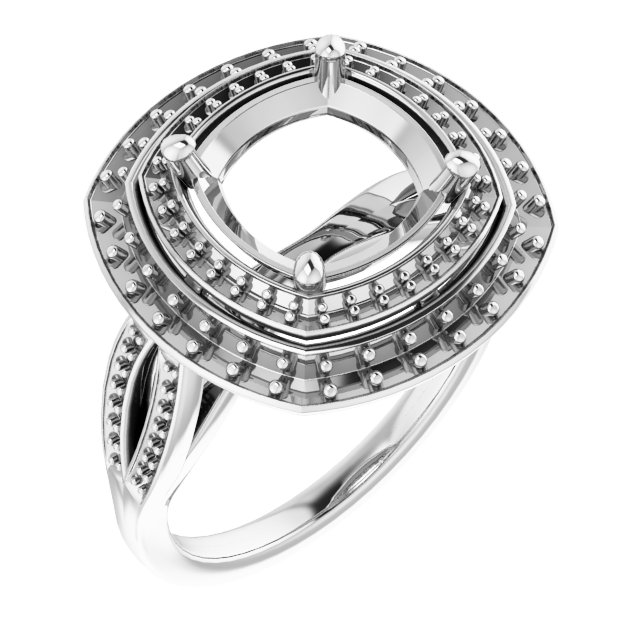 Double Halo-Style Engagement Ring