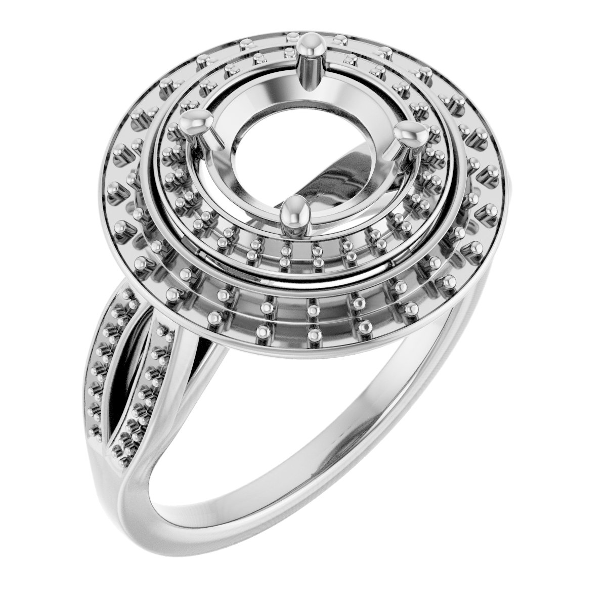 Double Halo-Style Engagement Ring