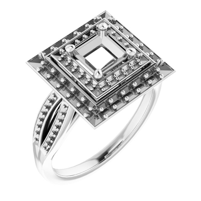 Double Halo-Style Engagement Ring