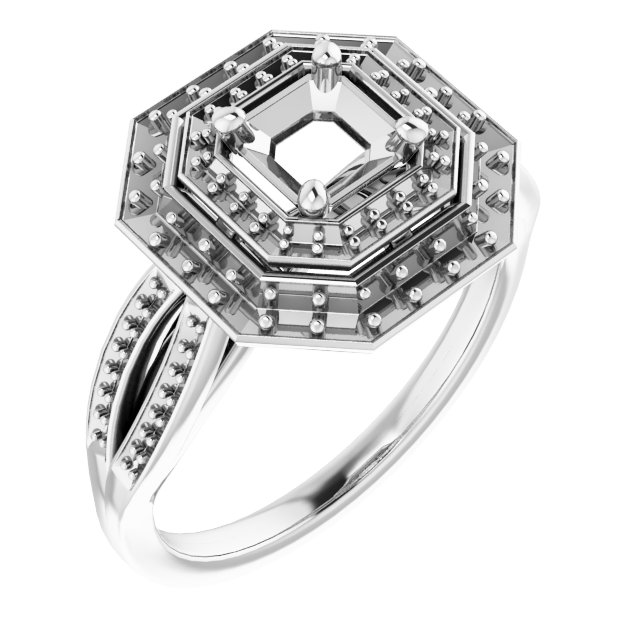 Double Halo-Style Engagement Ring