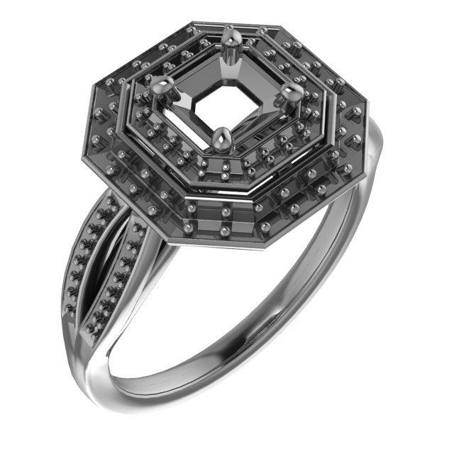6 mm Square Engagement Ring Mounting