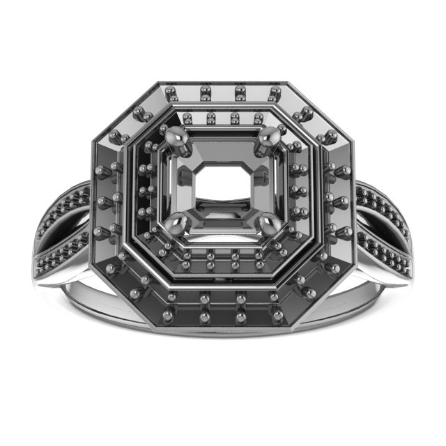 6 mm Square Engagement Ring Mounting view 3