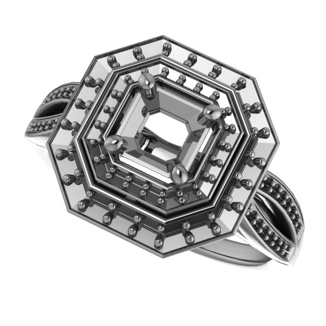 6 mm Square Engagement Ring Mounting view 5