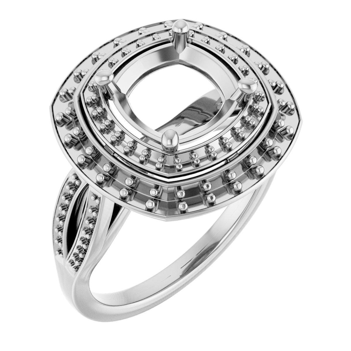 Double Halo-Style Engagement Ring