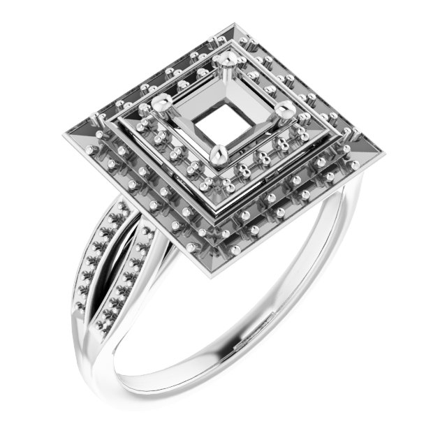 Double Halo-Style Engagement Ring