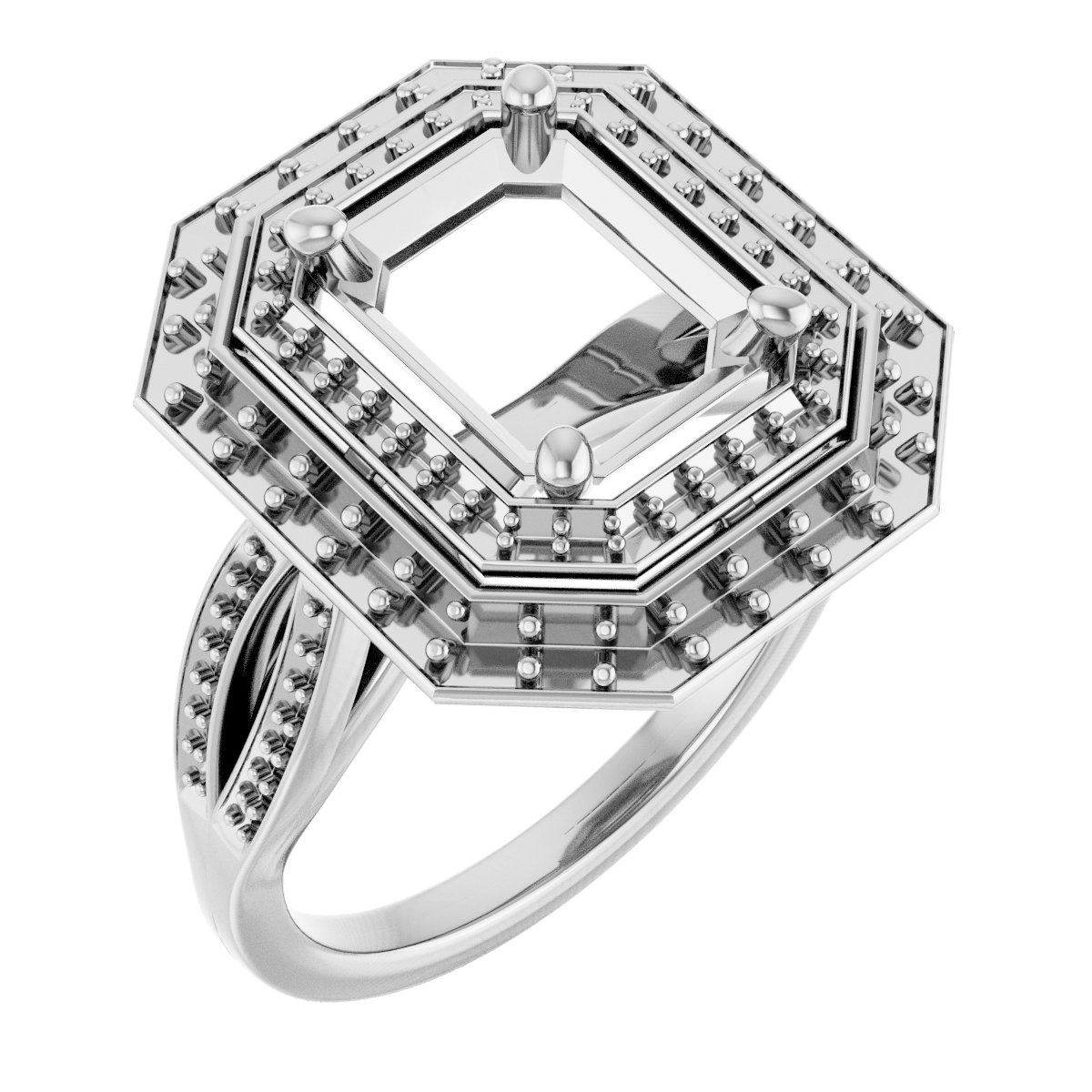 Double Halo-Style Engagement Ring