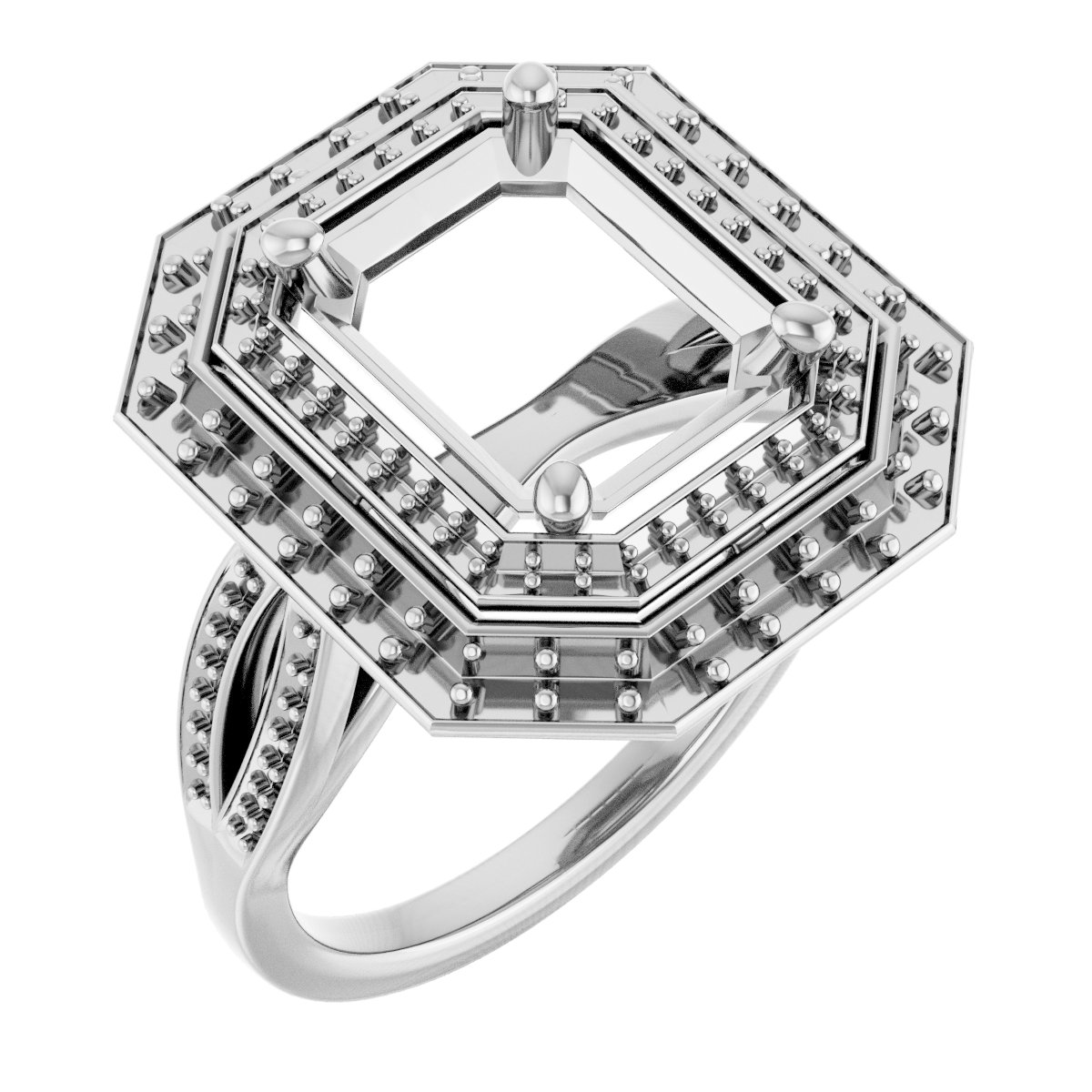 Double Halo-Style Engagement Ring