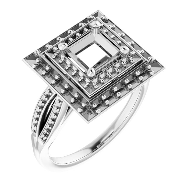 Double Halo-Style Engagement Ring