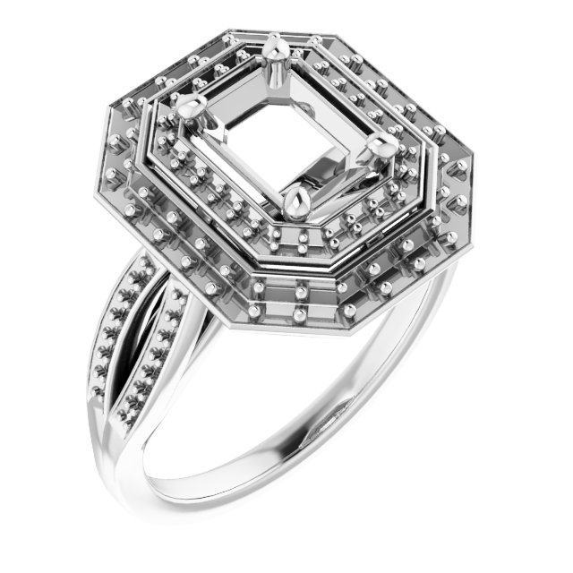 Double Halo-Style Engagement Ring