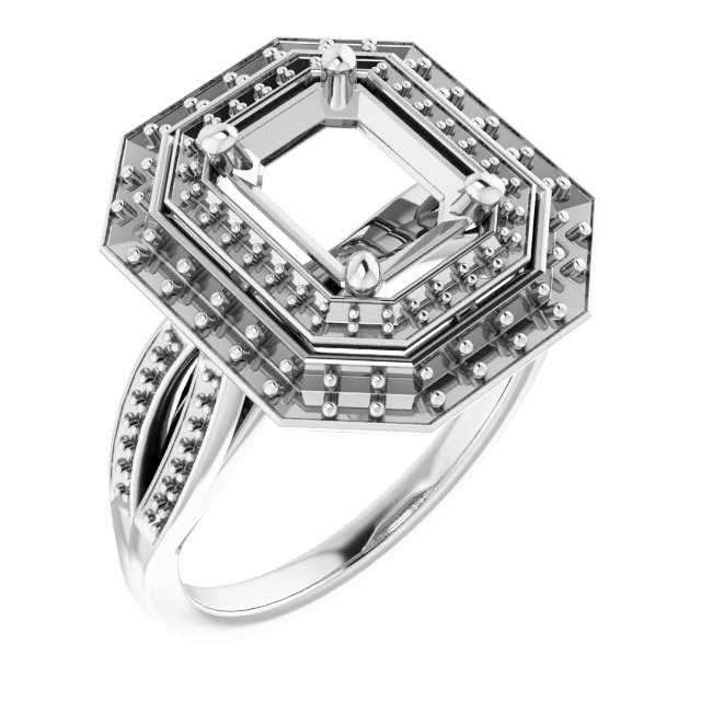 Double Halo-Style Engagement Ring