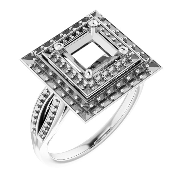 Double Halo-Style Engagement Ring