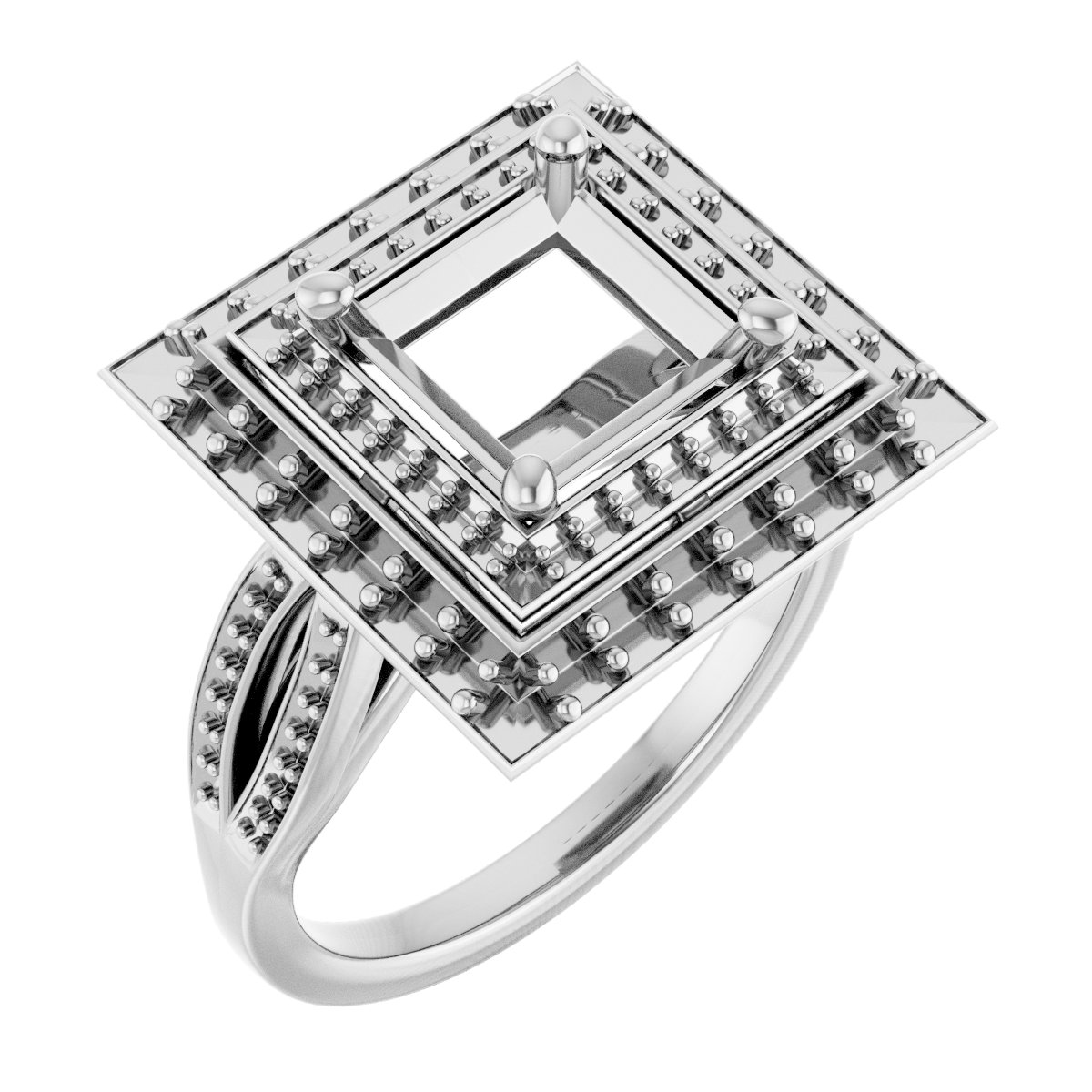 Double Halo-Style Engagement Ring