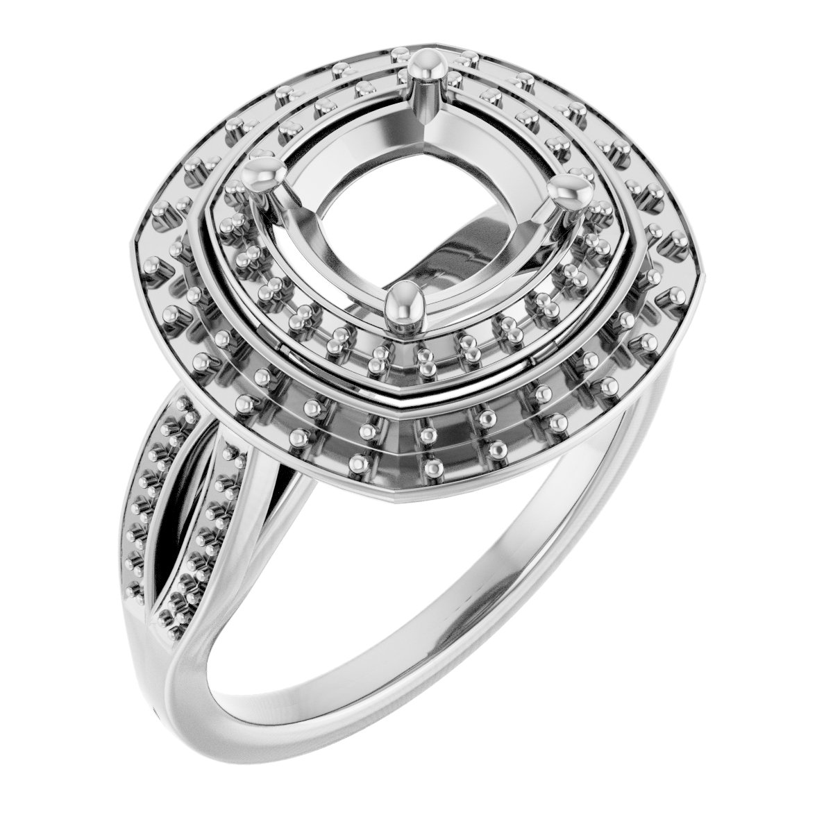 Double Halo-Style Engagement Ring