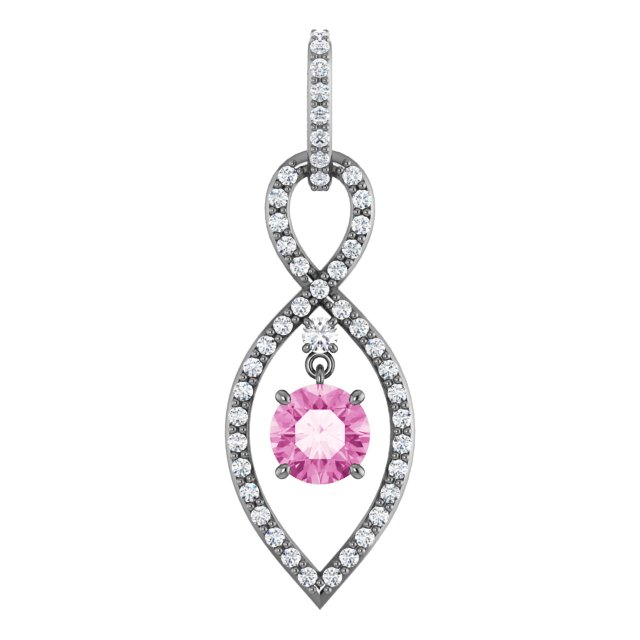 14K White Pink Sapphire and .375 CTW Diamond Pendant Ref 3479733