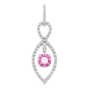 14K White Pink Sapphire & 3/8 CTW Diamond Pendant