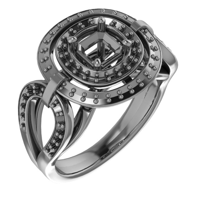9 mm Asscher Engagement Ring Mounting