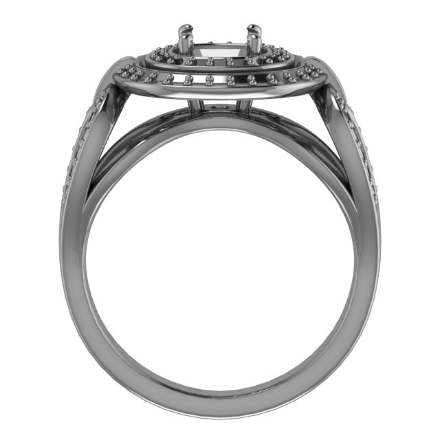 9 mm Asscher Engagement Ring Mounting view 2