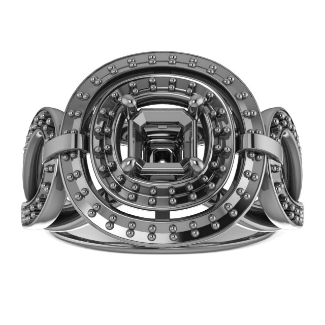 9 mm Asscher Engagement Ring Mounting view 3