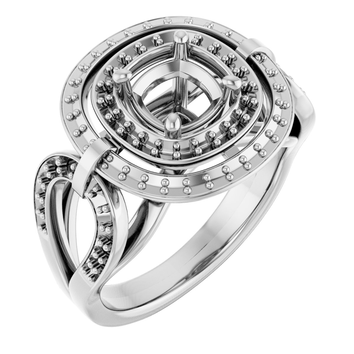 Double Halo-Style Engagement Ring