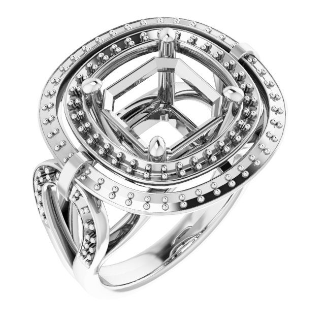 Double Halo-Style Engagement Ring