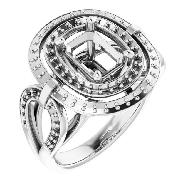 Double Halo-Style Engagement Ring