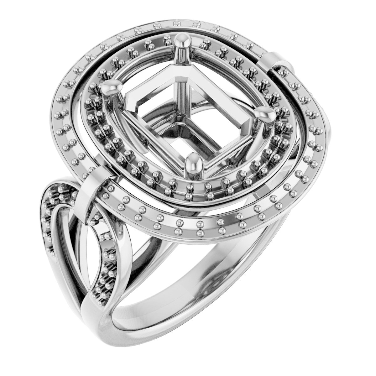 Double Halo-Style Engagement Ring