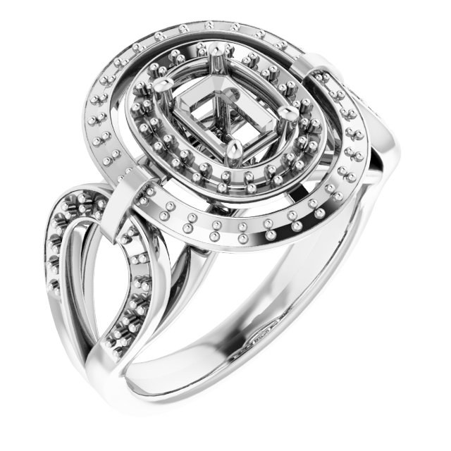 Double Halo-Style Engagement Ring