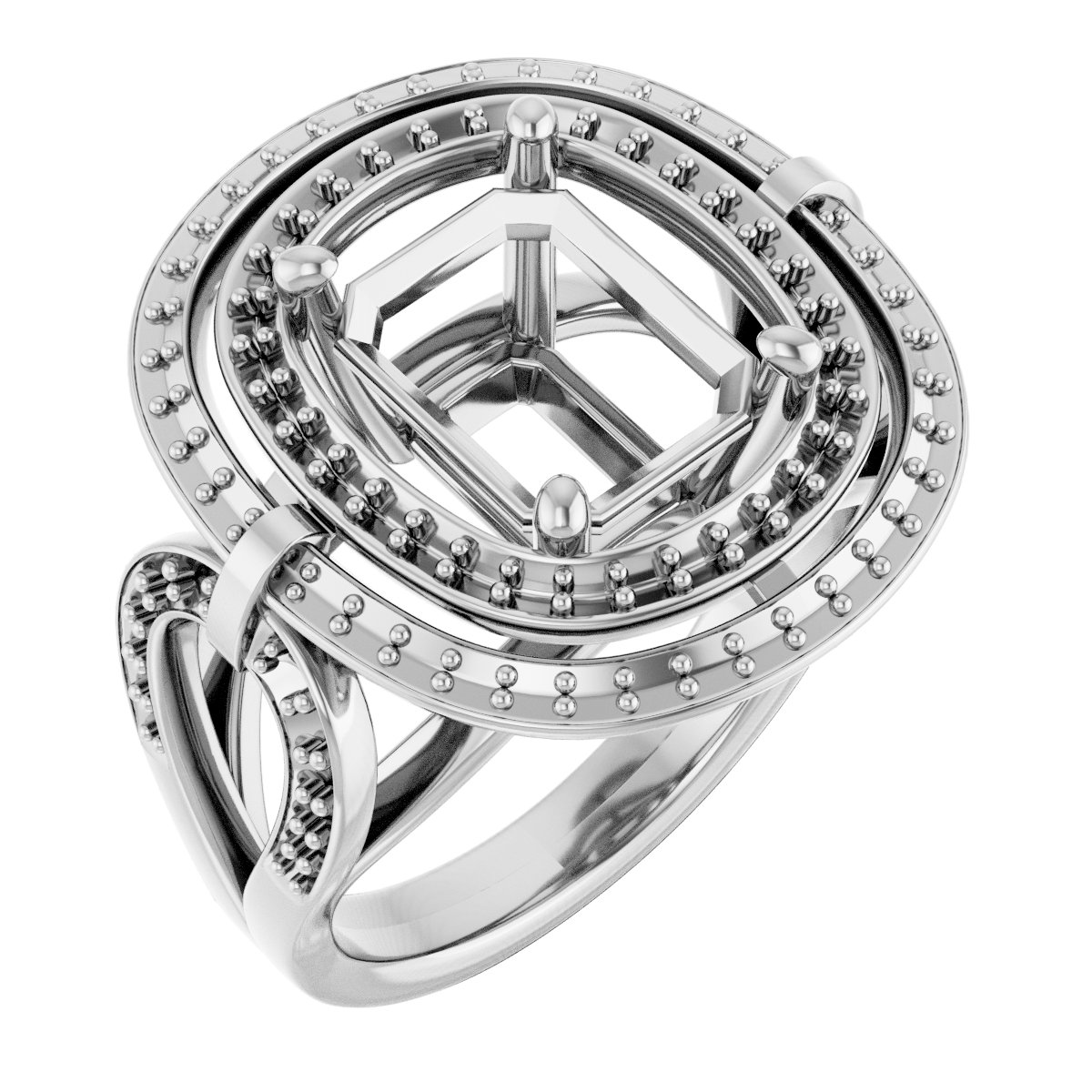 Double Halo-Style Engagement Ring